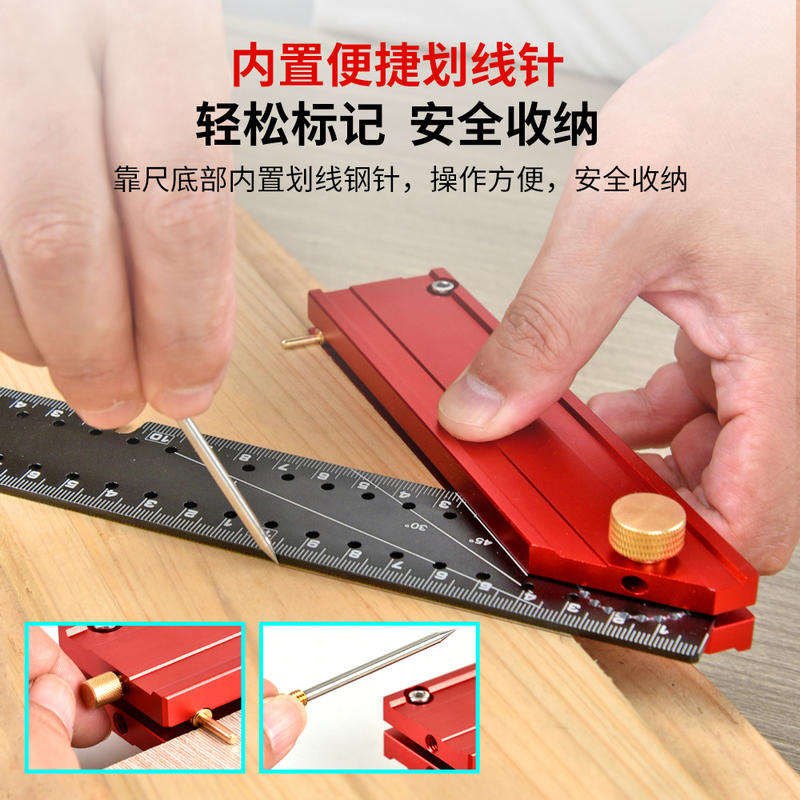 Thước vuông gấp gọn đo góc kẻ lỗ đa năng làm mộc 300mm